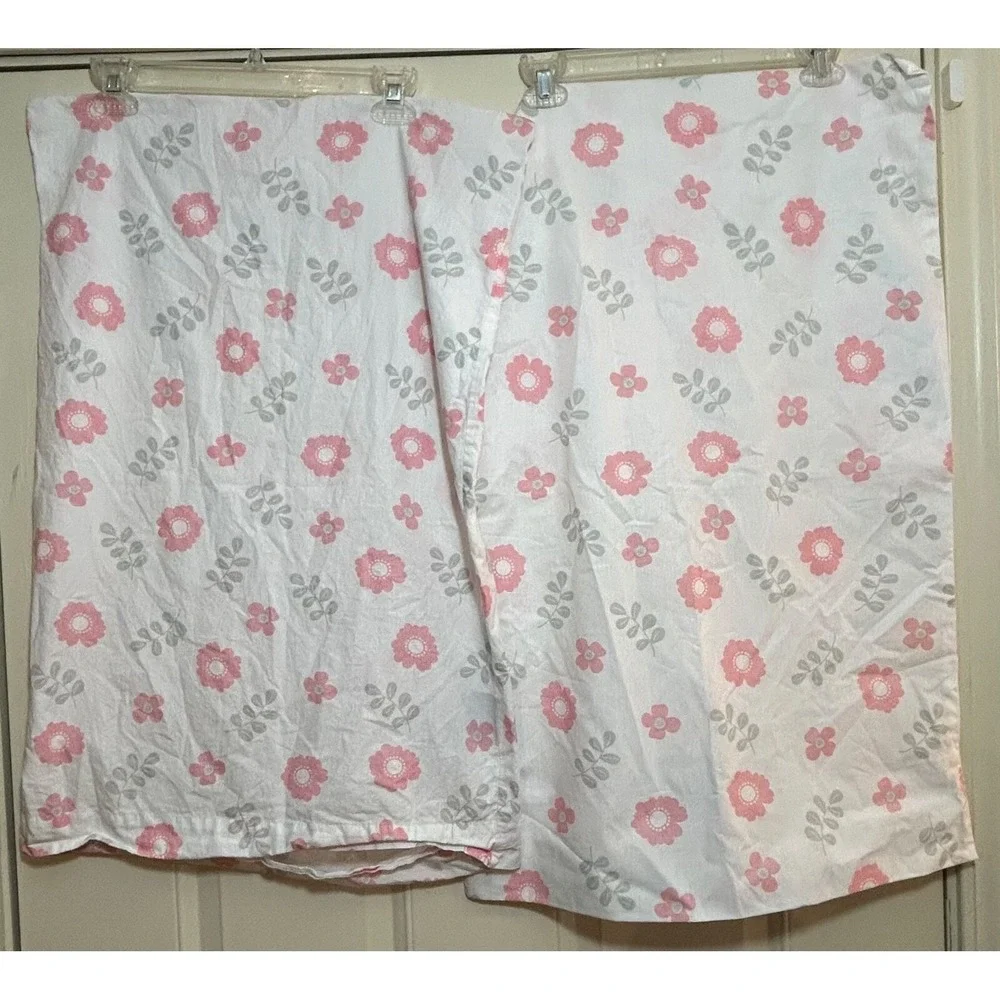 Saturday Park Sheet Set Flat Fitted Twin Cases Cutout Floral Pink Grey‎ White